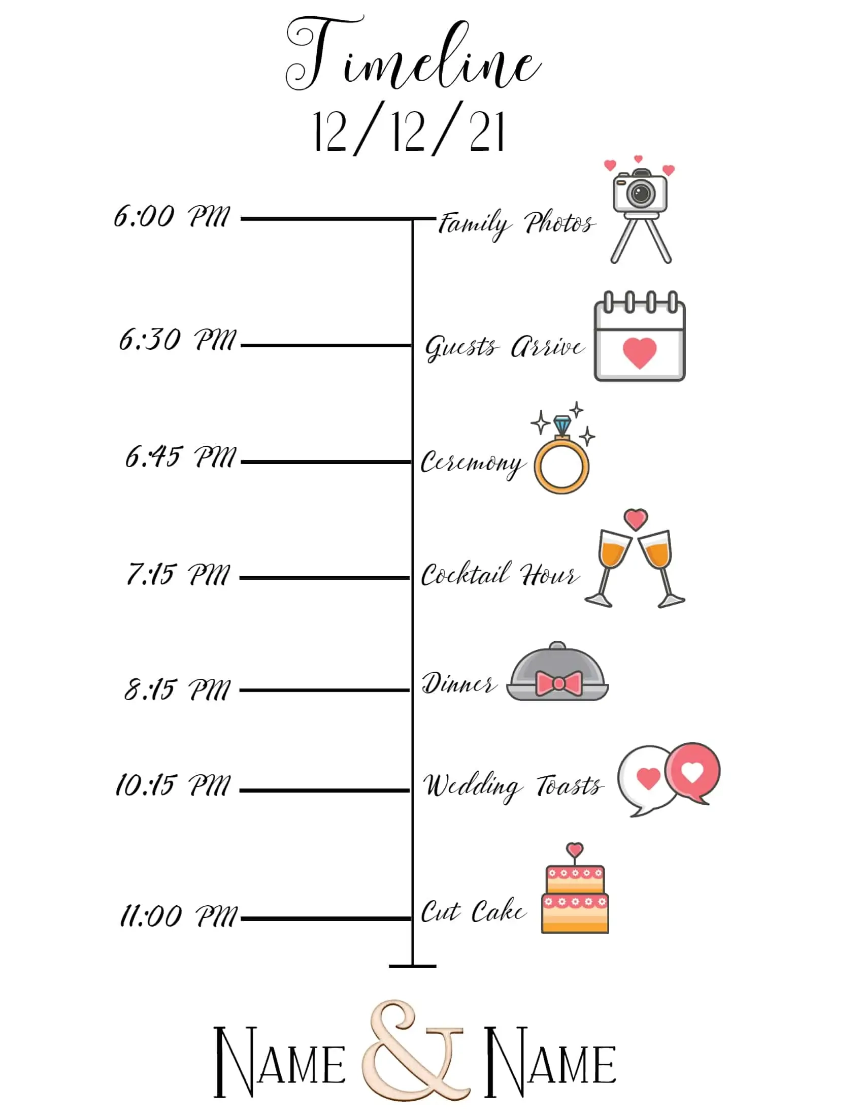 Printable Blank Wedding Timeline Template