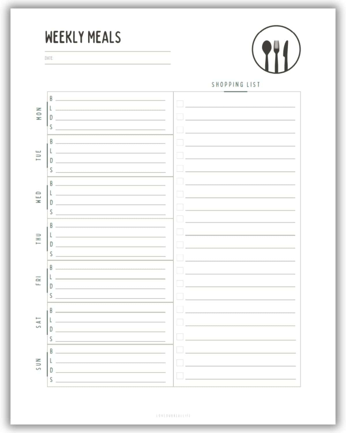 Free Printable Blank Snack Template