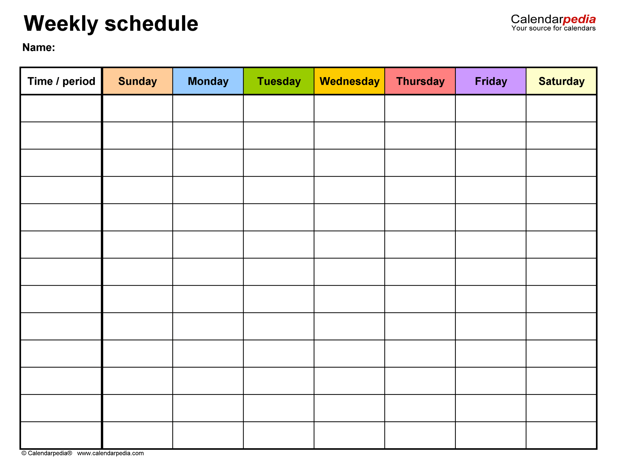 Weekly Blank Schedule Printable