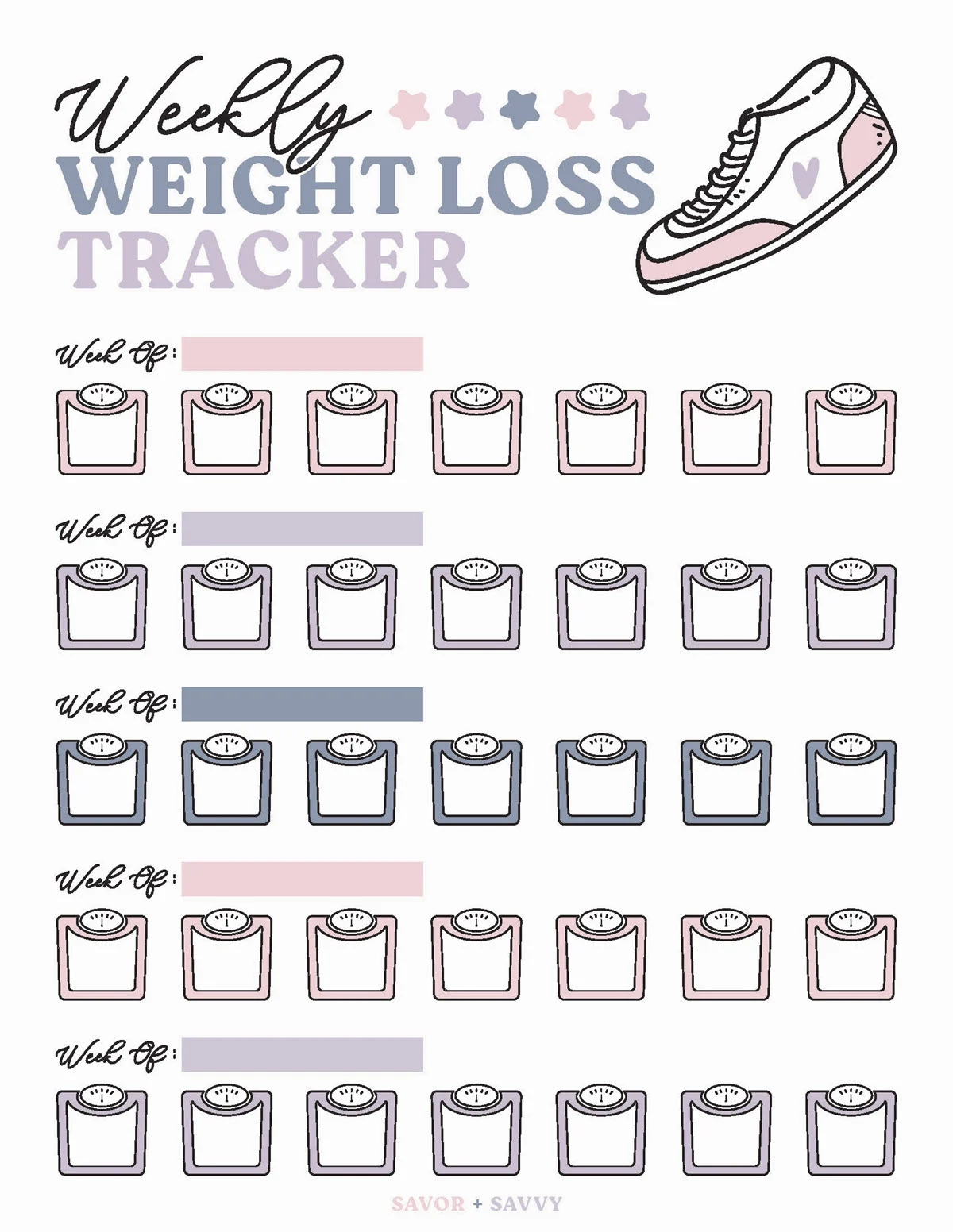 Printable Blank Weight Loss Chart