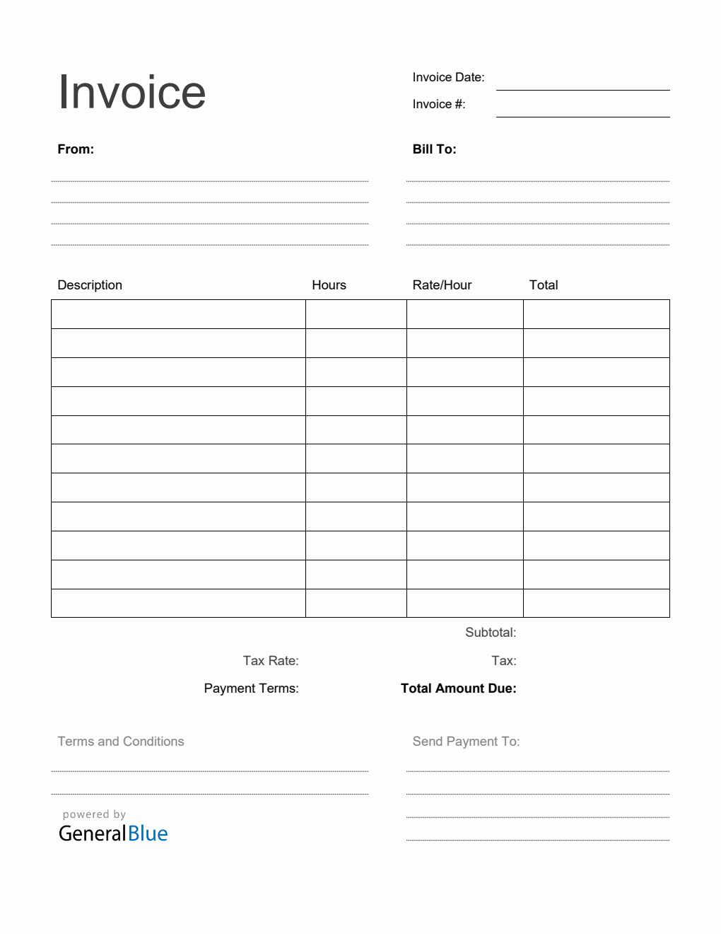 Blank Printable Invoice Templates