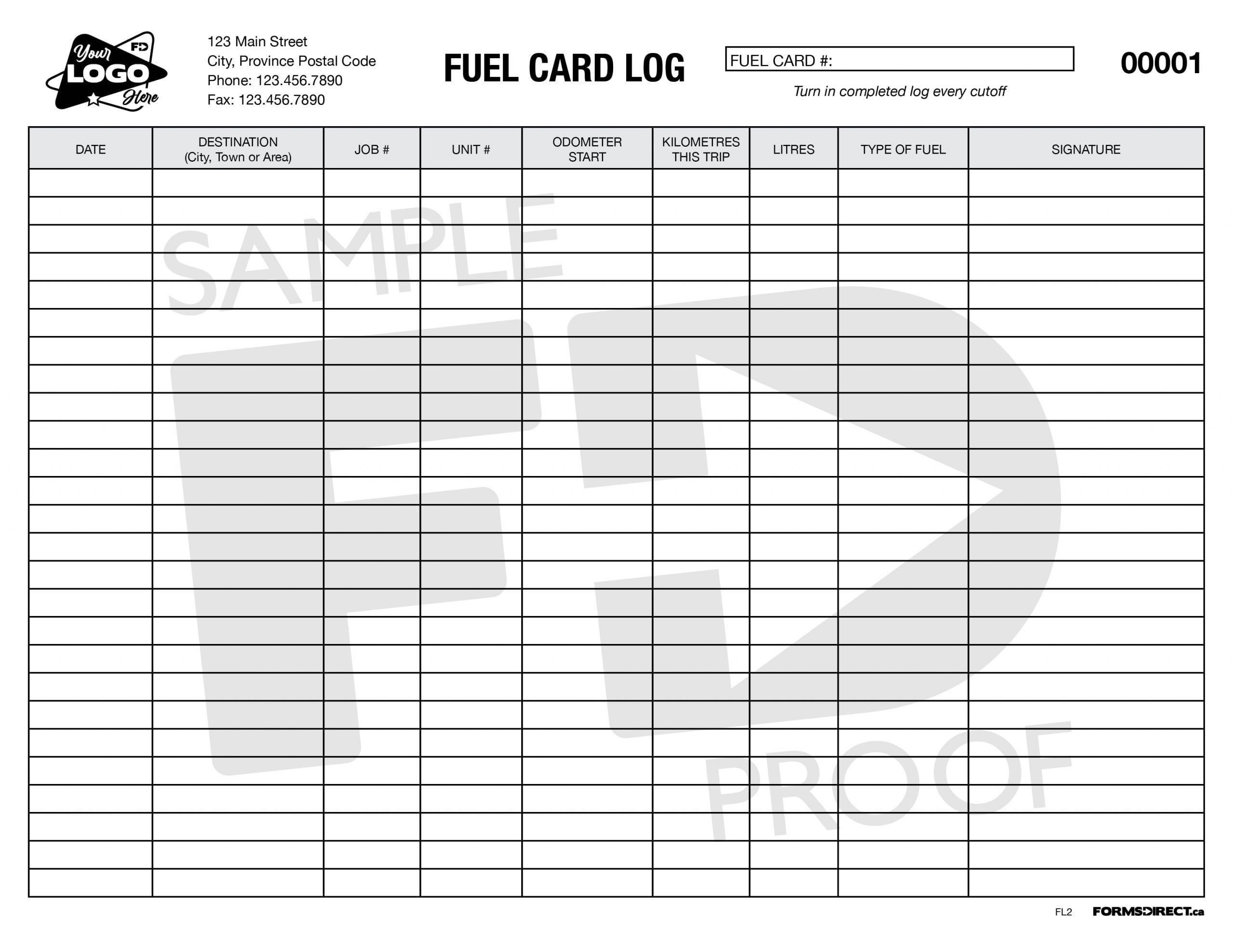 Printable Blank Fuel Log