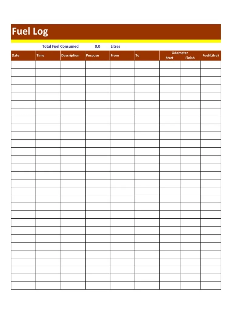 Fuel Log Sheet Excel PDF