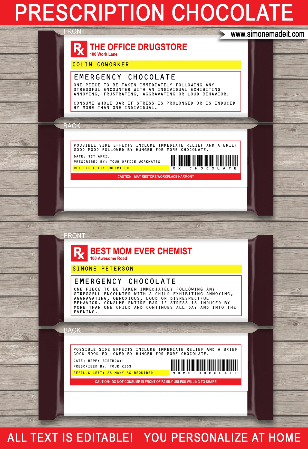 Gag Prescription Label Templates Printable Chill Pills Funny 