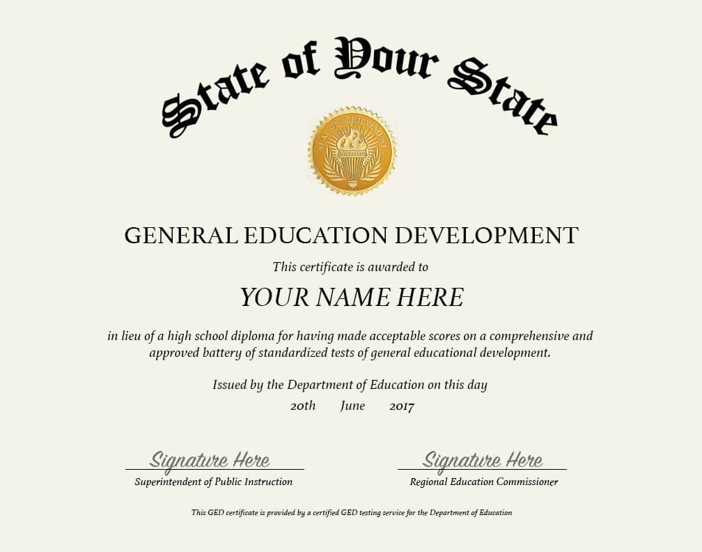 Blank Printable Ged Certificate