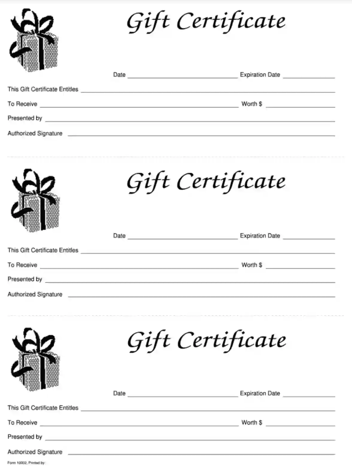 Blank Printable Gift Carda
