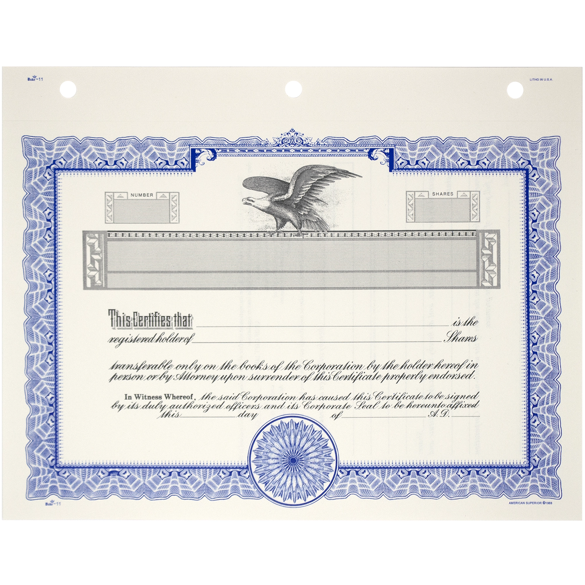 Corporate Blank Printable Stock Certificates