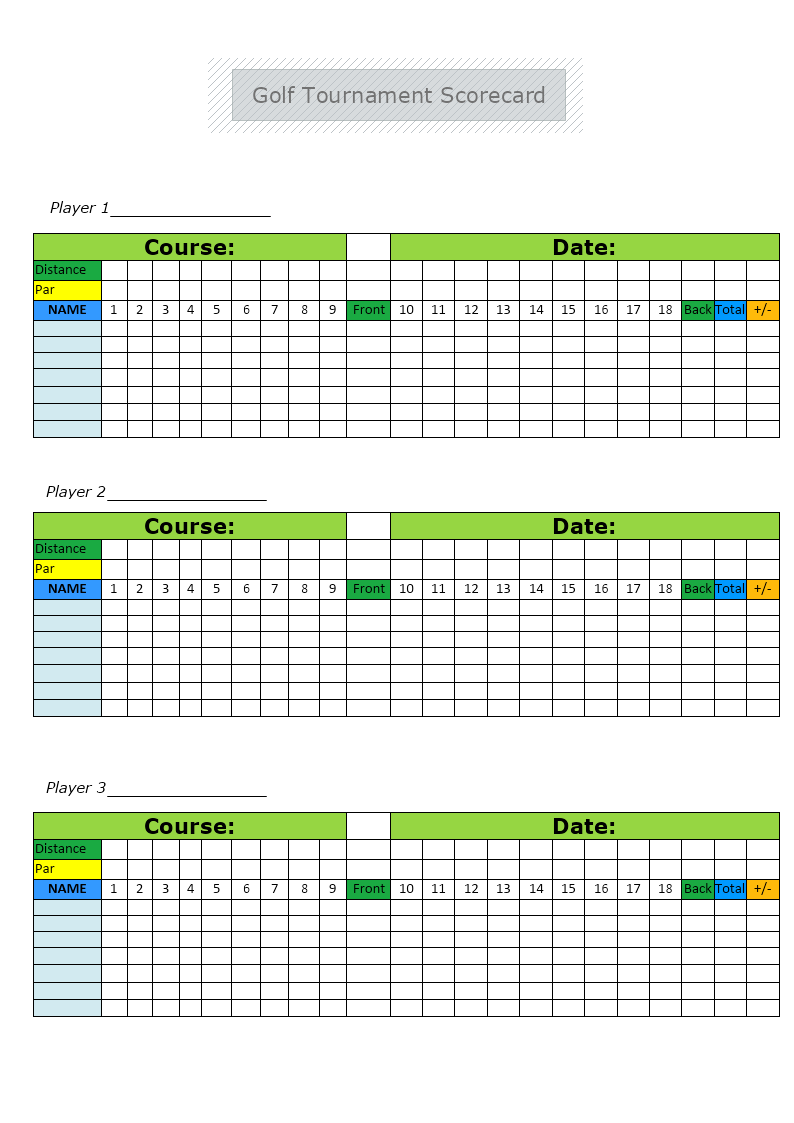 Golf Tournament Scorecard Template MyDraw