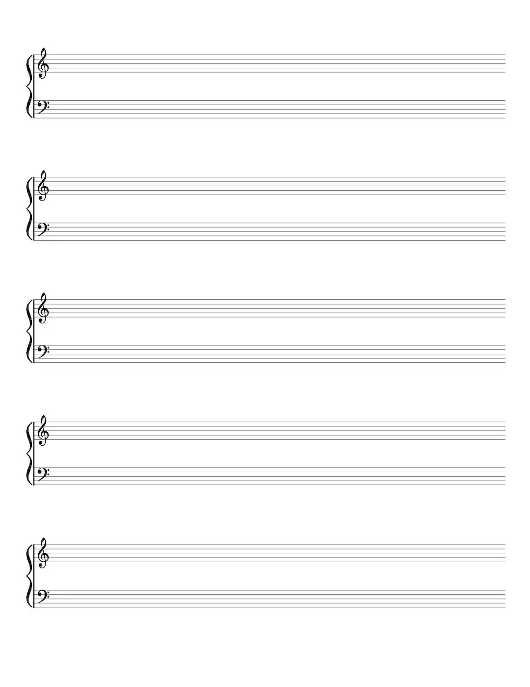 Grand Staff Printable Blank Sheet Music Music Staff Paper 