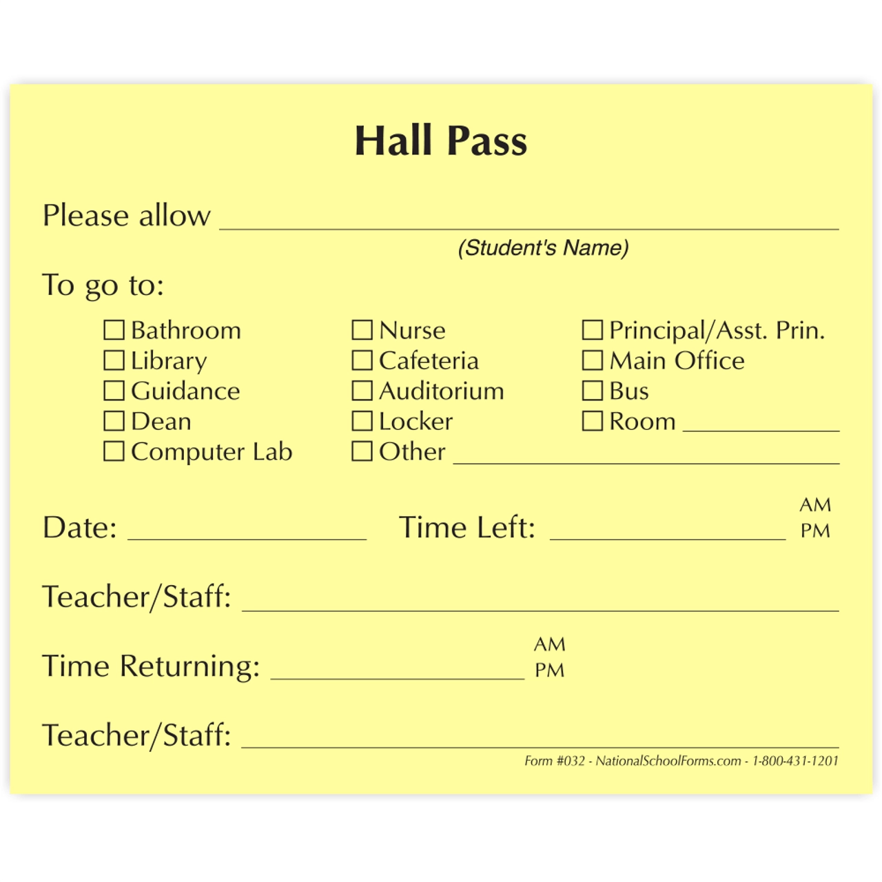 Hall Pass Pad Yellow