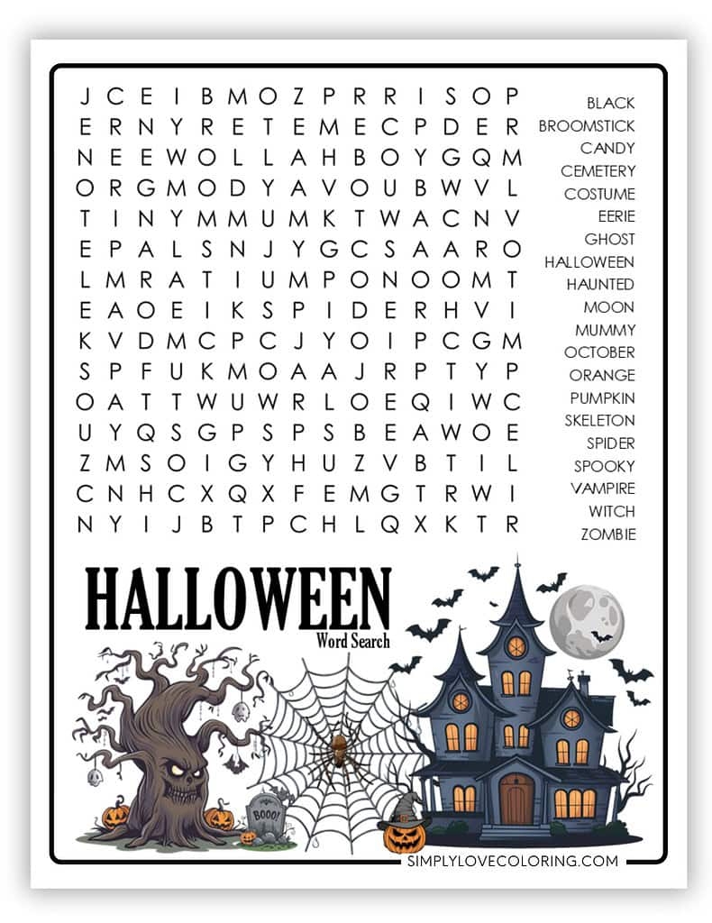 Halloween Word Search Printable Free PDF Downloads Simply Love 