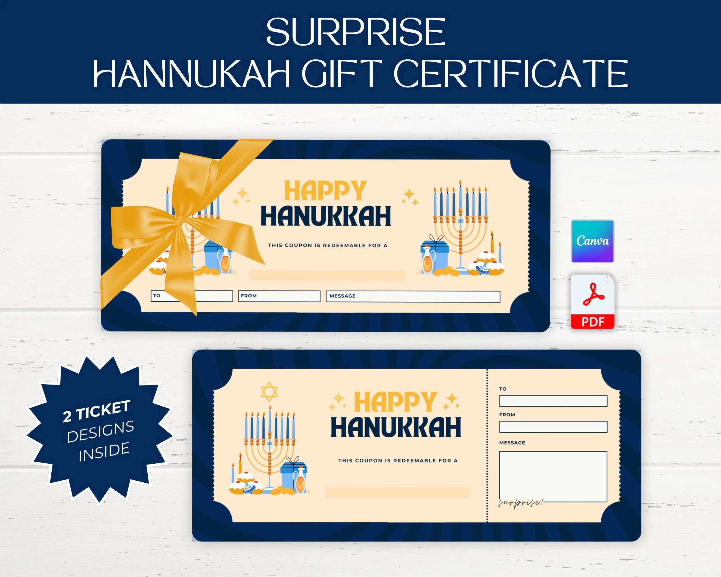 Blank Printable Hanukkah Gift Certificate
