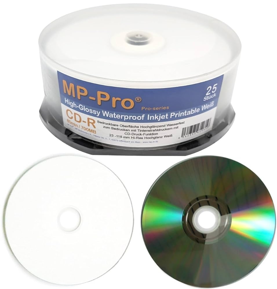 High Glossy Waterproof Bedruckbare CD R Rohlinge 80min 700MB 
