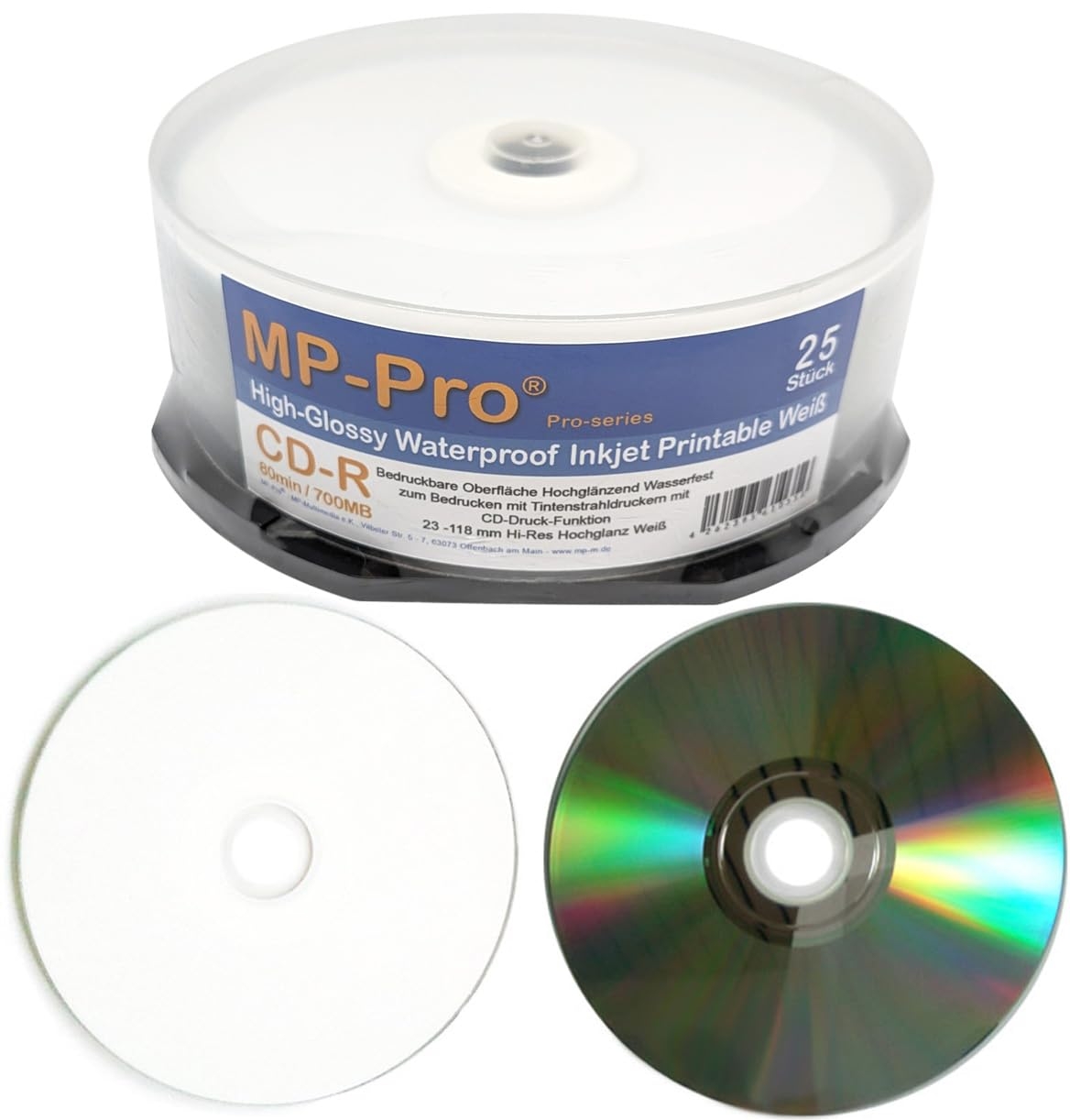 High Glossy Waterproof Printable CD R Blanks 80 Min 700 MB Nano 