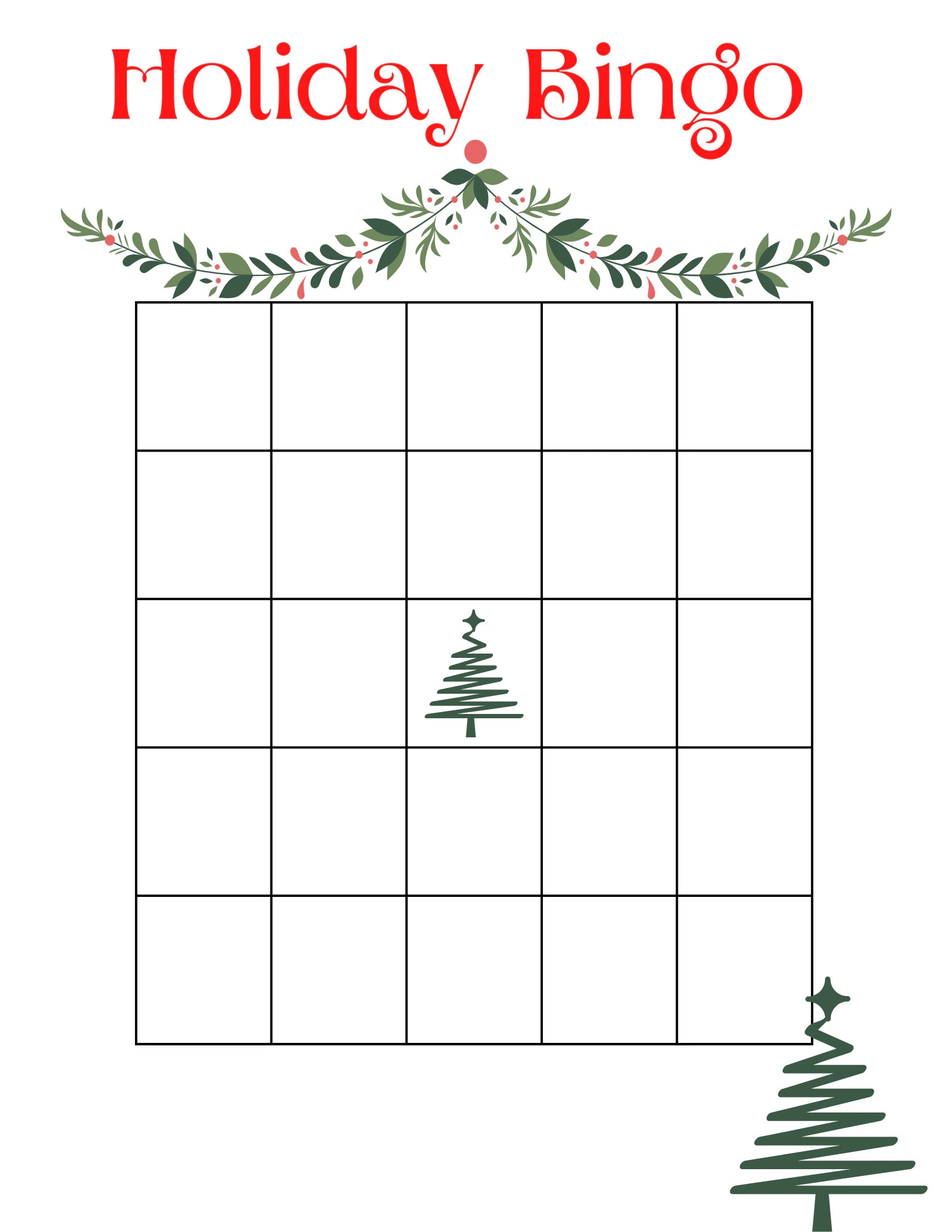 Holiday Dinner Bingo Game Fill in DIY Family Fun digital 