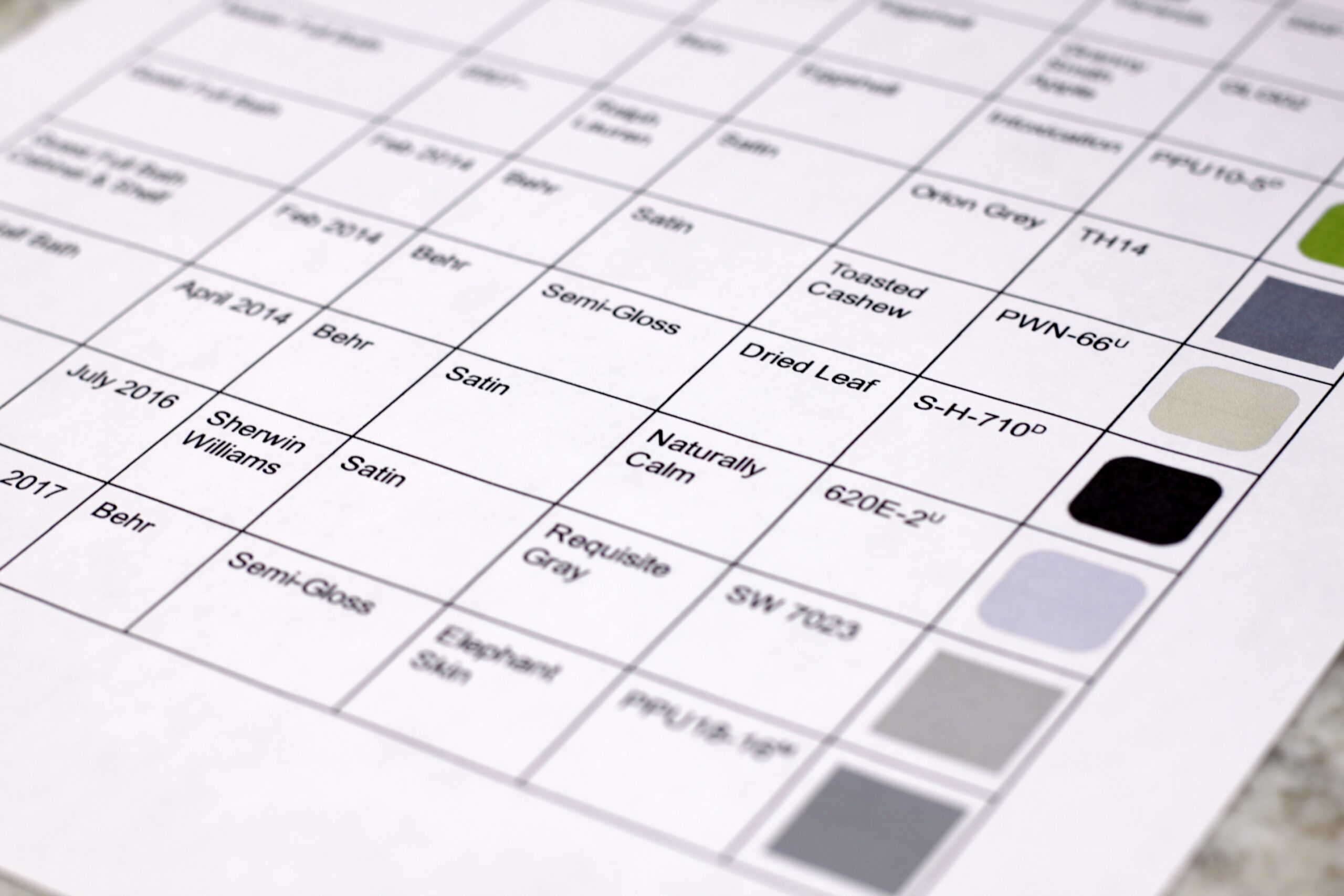 House Paint Swatch Chart Template On Google Drive Free Saving Amy