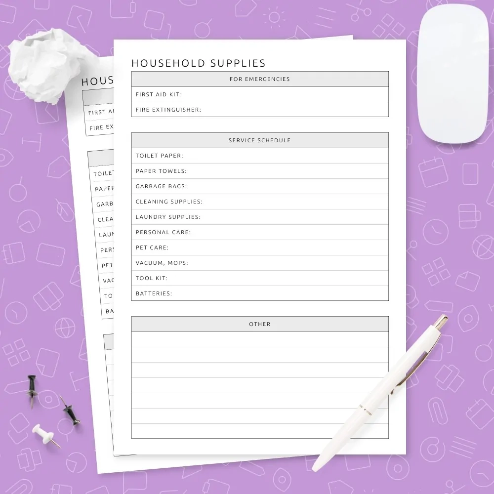 Household Supplies Template