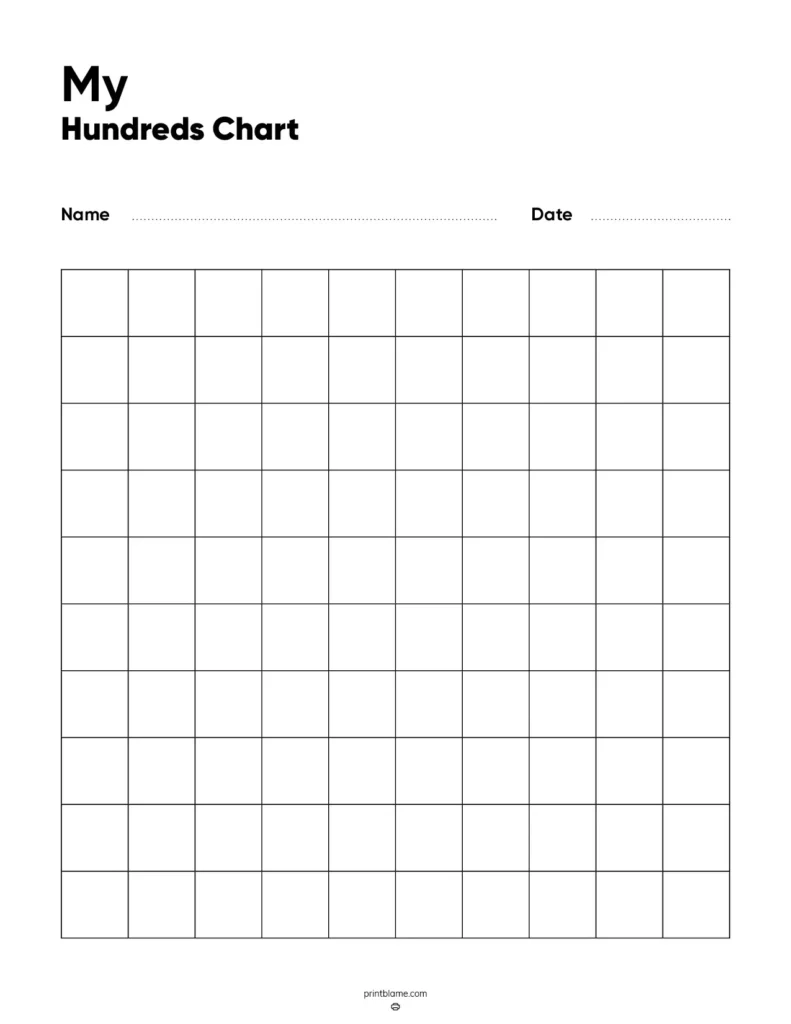 Hundreds Chart Printables FREE 100 Charts 100 Number Grids