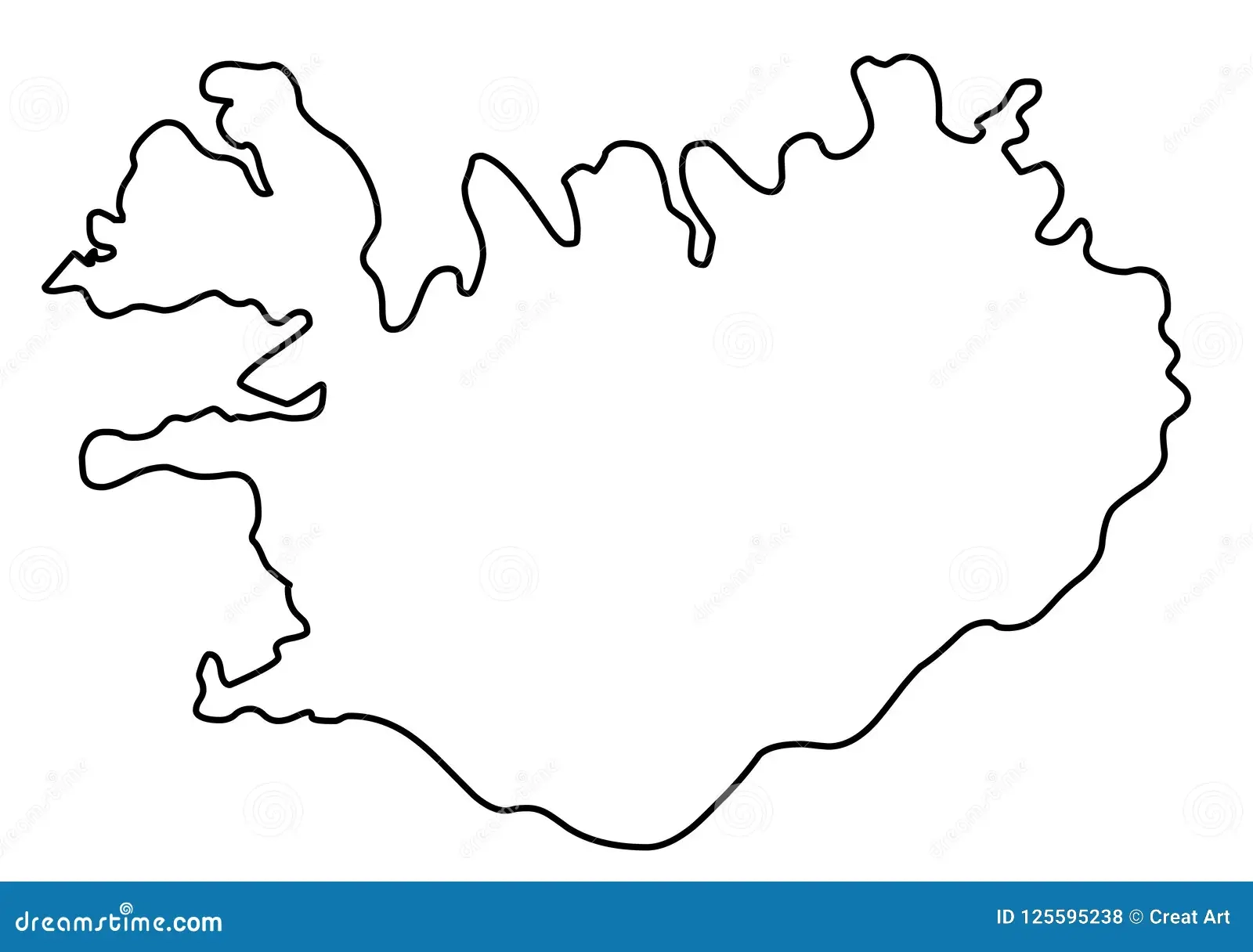 Iceland Outline Map Vector Illustration Stock Vector 