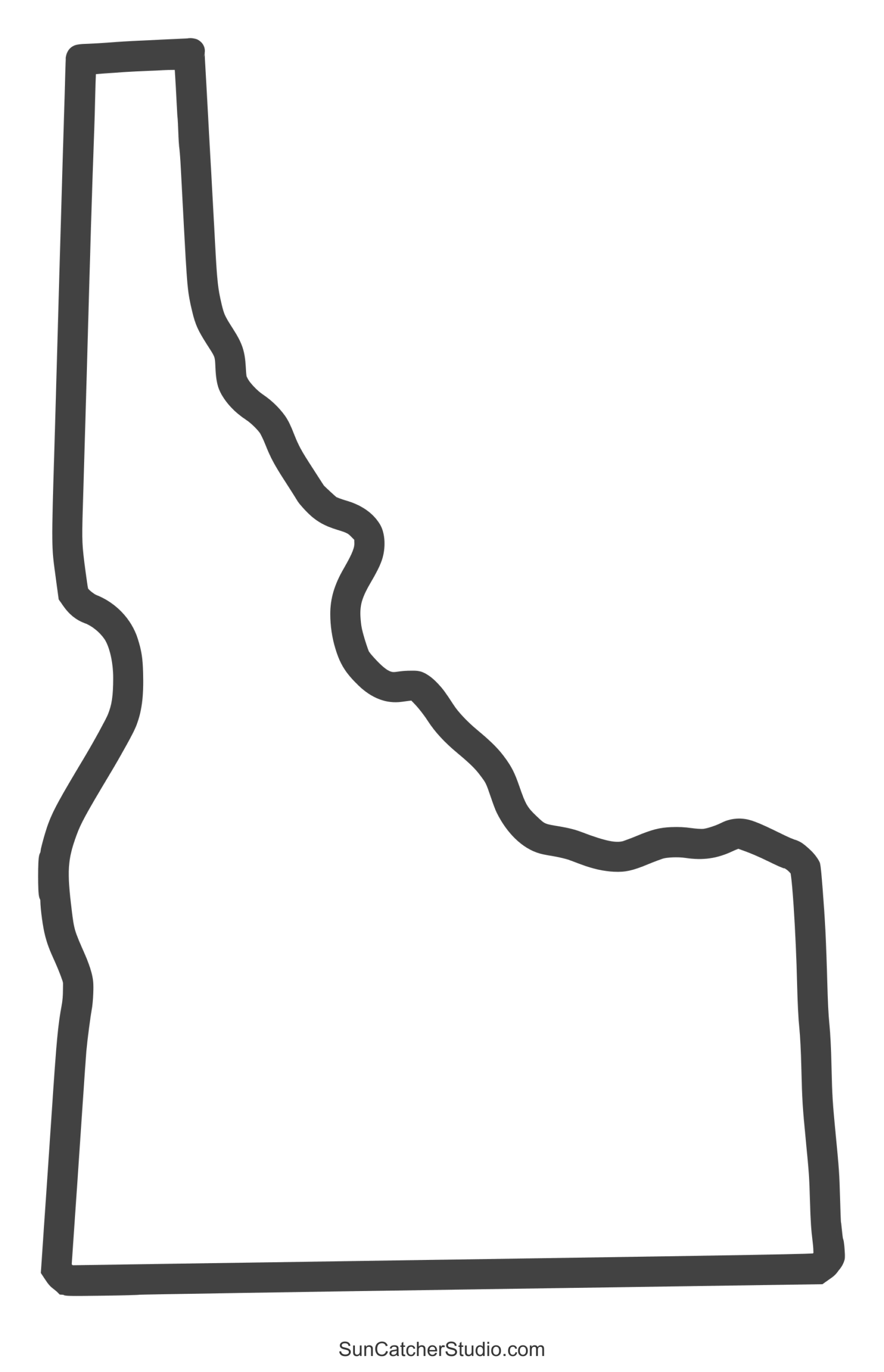 Idaho Map Outline Printable State Shape Stencil Pattern 