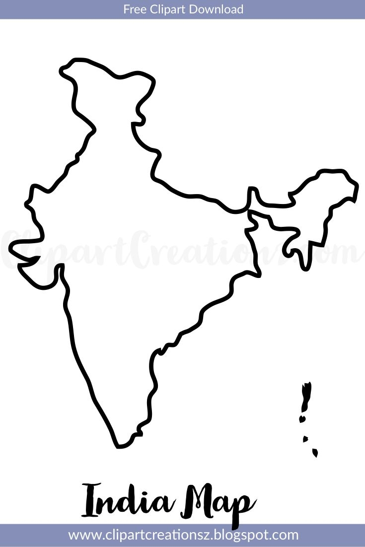 India Country Blank Map Printable
