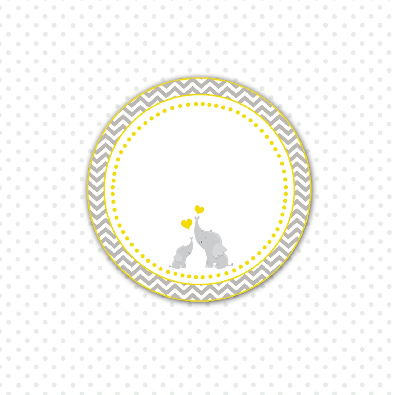 INSTANT DOWNLOAD Yello Grey Chevron Elephant Baby Shower Tag Blank 