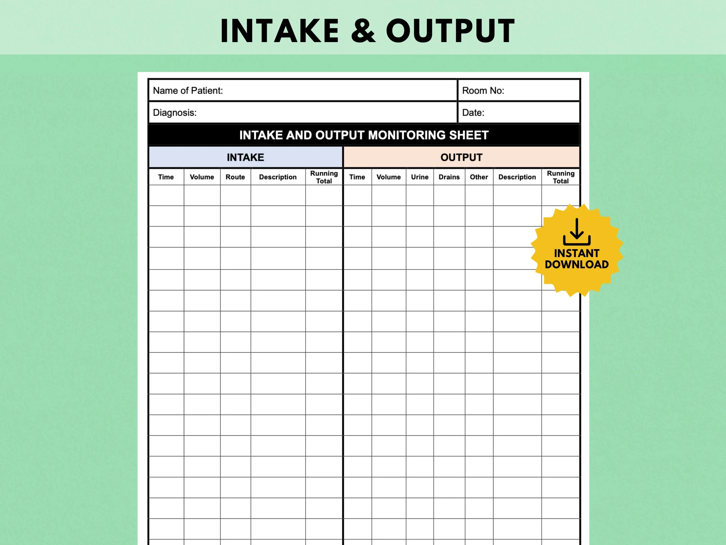 Blank Input Output Printable