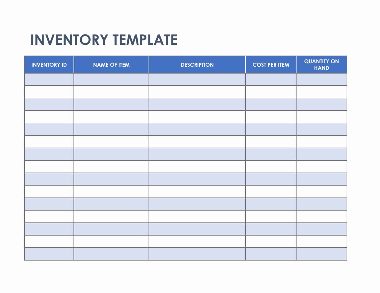 Printable Inventory Sheet Blank