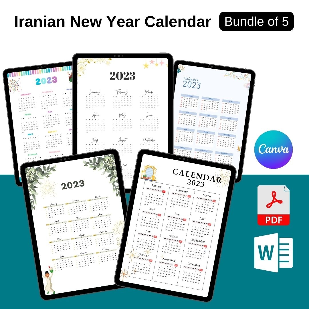 Iranian New Year Calendar Template Printable In PDF Word