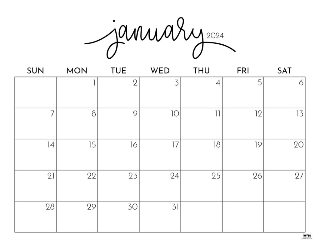 January 2024 Calendars 50 FREE Printables Printabulls