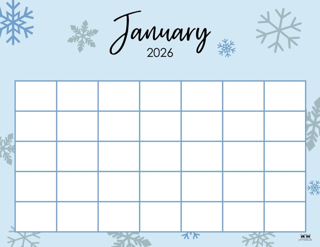 Blank Printable Coloring Calendar 2026