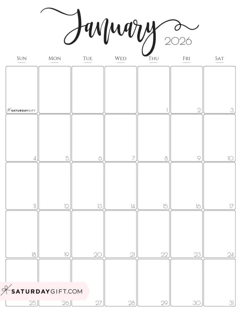 Free Printable 2026 Calendars Blank