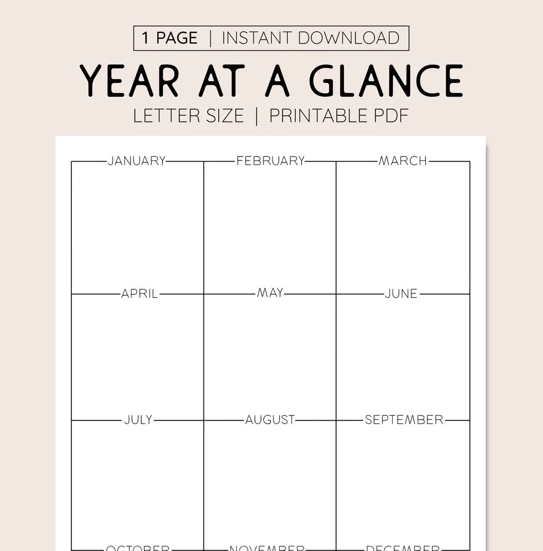 Printable Blank Yearly Calendar Pdf