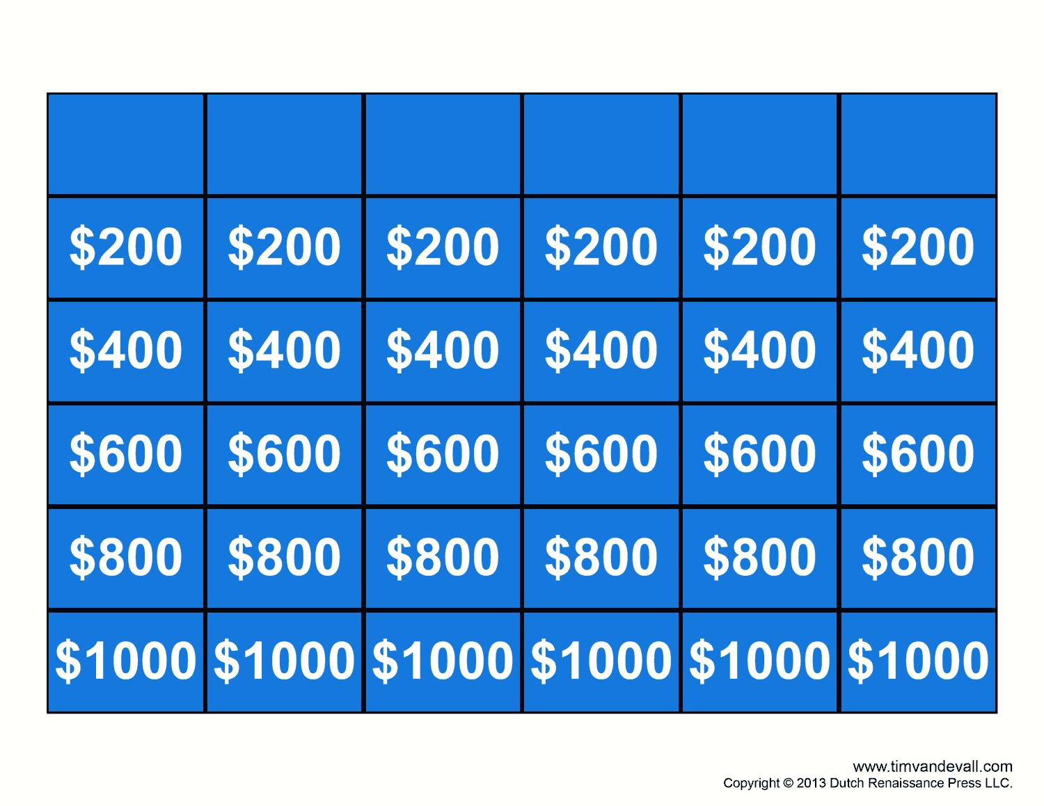 Printable Blank Jeopardy Template