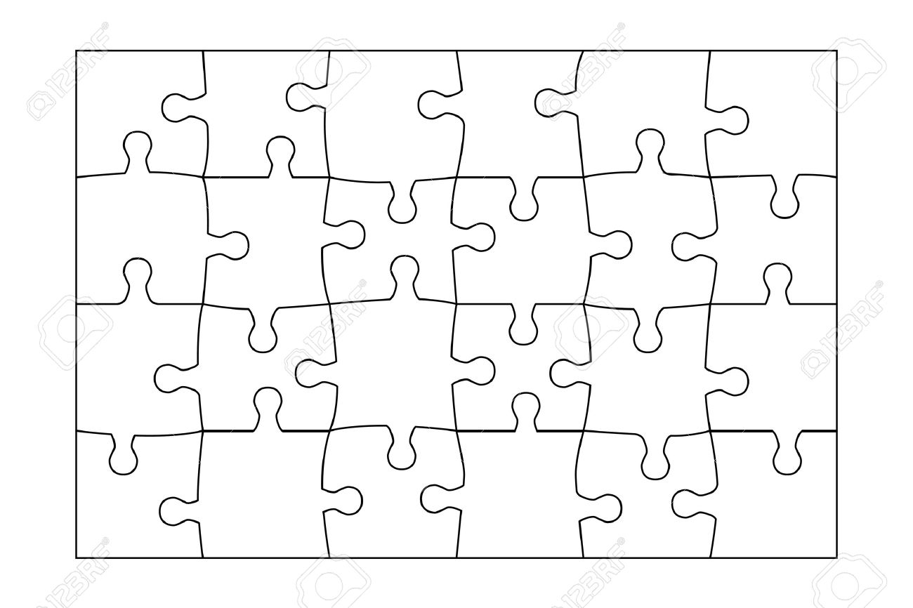 Jigsaw Puzzle Template 24 Pieces Vector Royalty Free SVG 