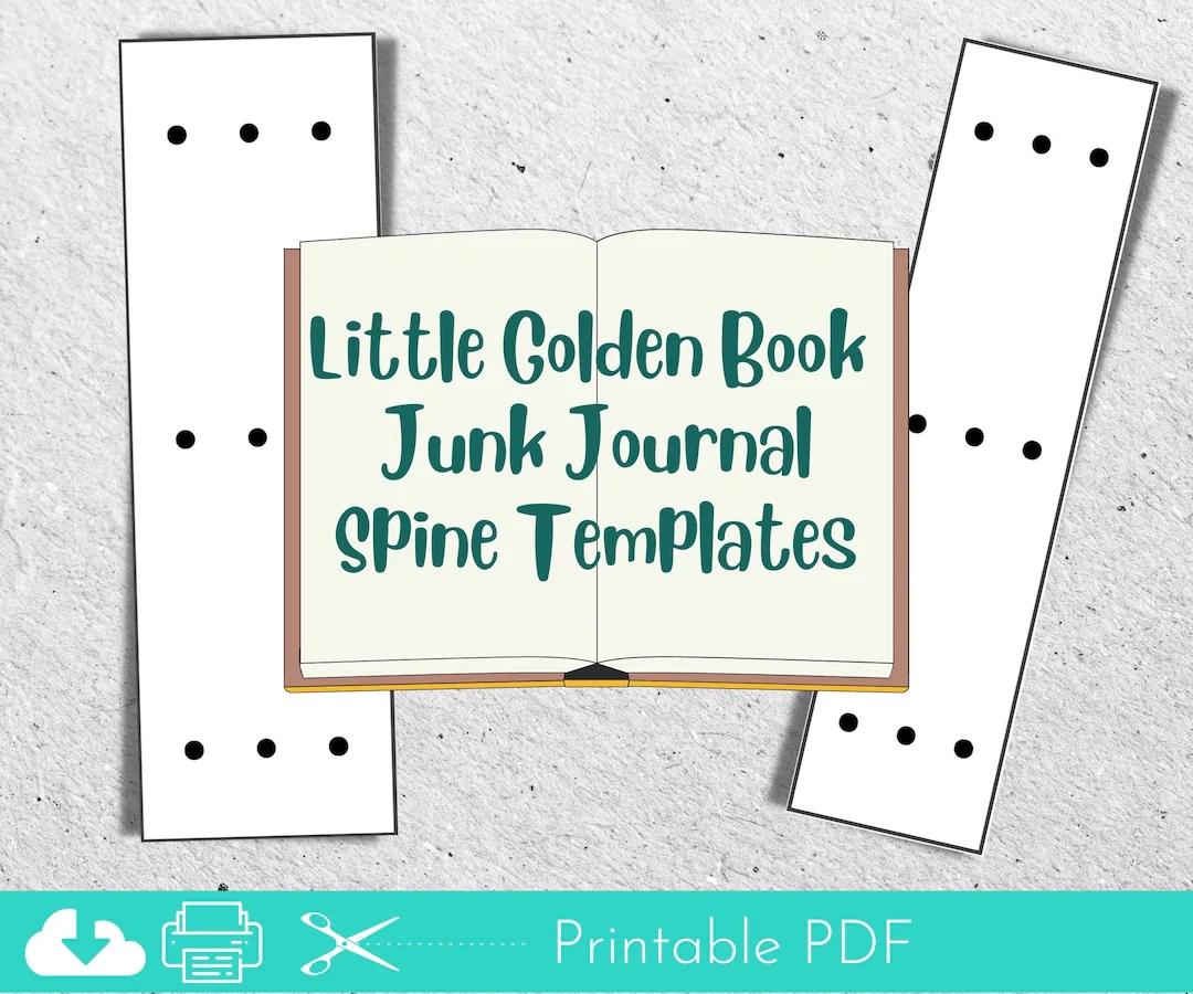 Junk Journal Printable Spine Templates Little Golden Book Journal 