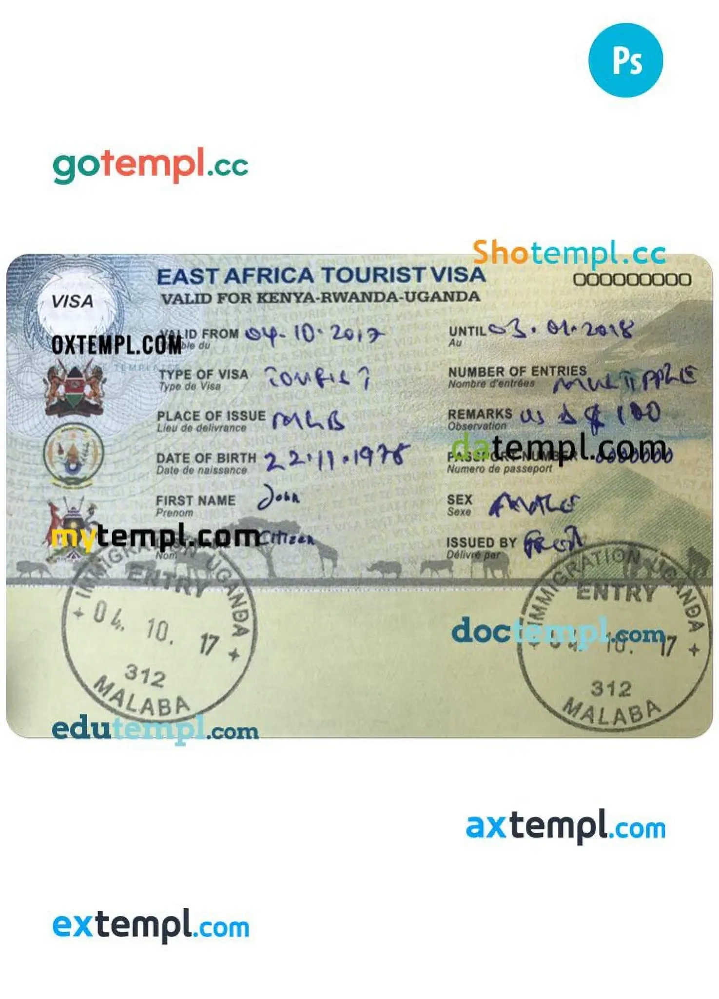 Printable Blank Kenya Tourist Visa