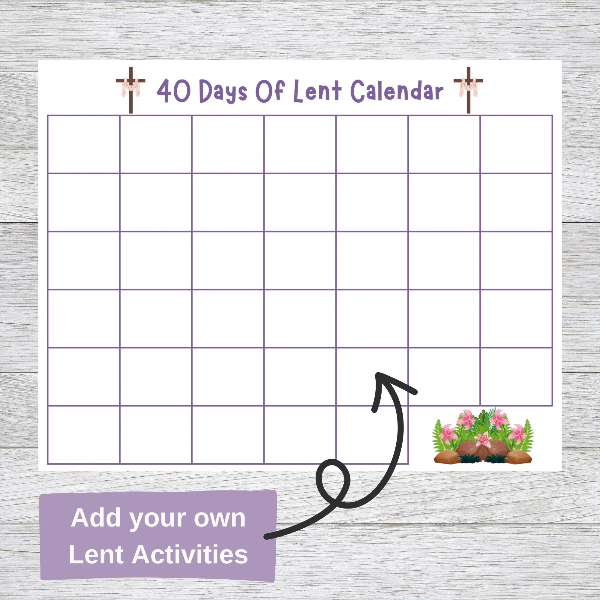 Kids Lenten Calendar Christian Easter Activity digital Download 