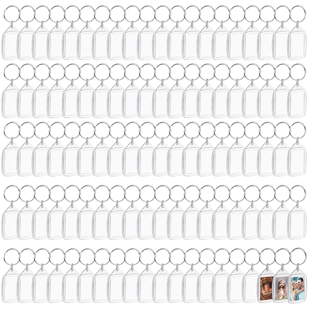 Kurtzy Blank Photo Keyrings 200 Pack Acrylic Keyring Blanks 