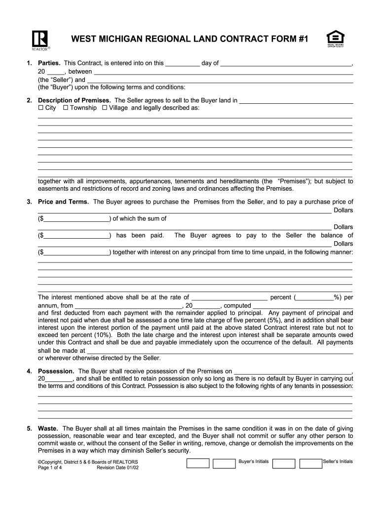 Land Contract Template Michigan Fill Out amp Sign Online DocHub