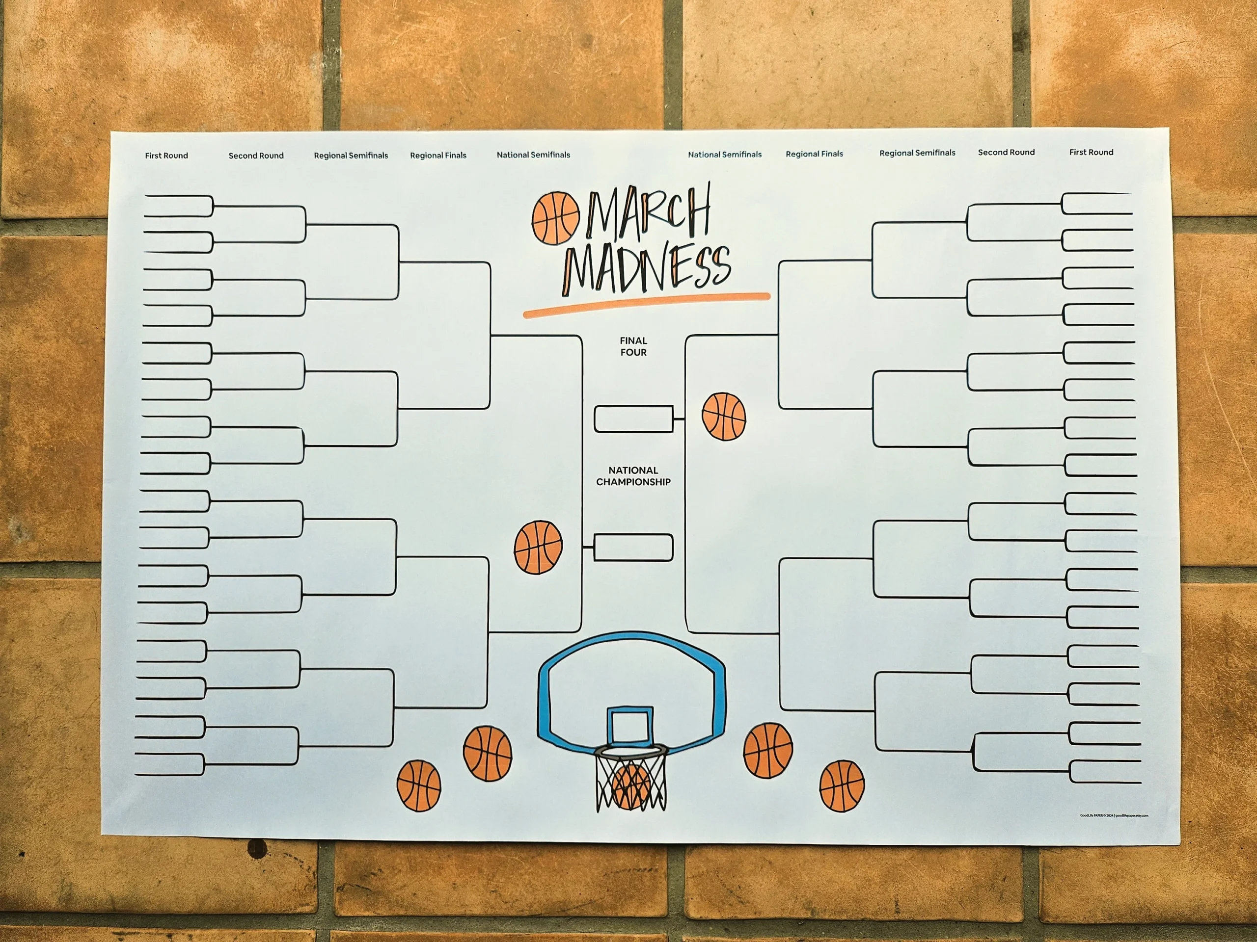 Large March Madness Bracket Poster 2026 NCAA College Basketball 