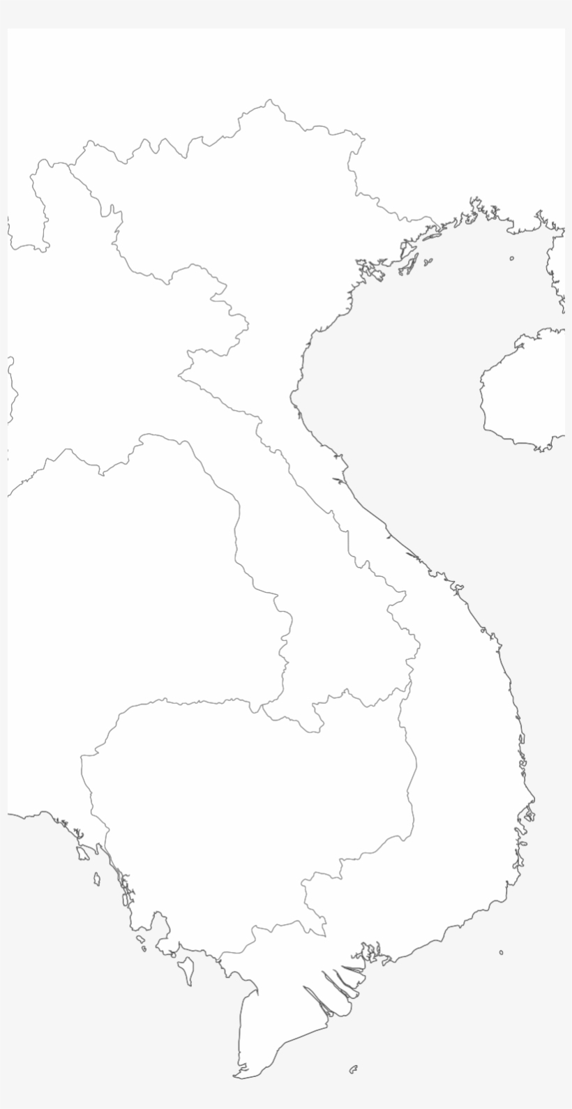 Large Vietnam Blank Map With Borders And Coasts Outlines 3 