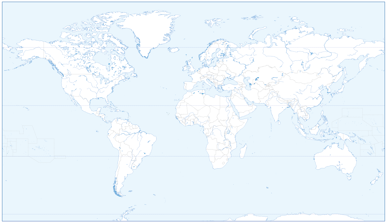 Large World Outline Map With Country Borders And Rivers