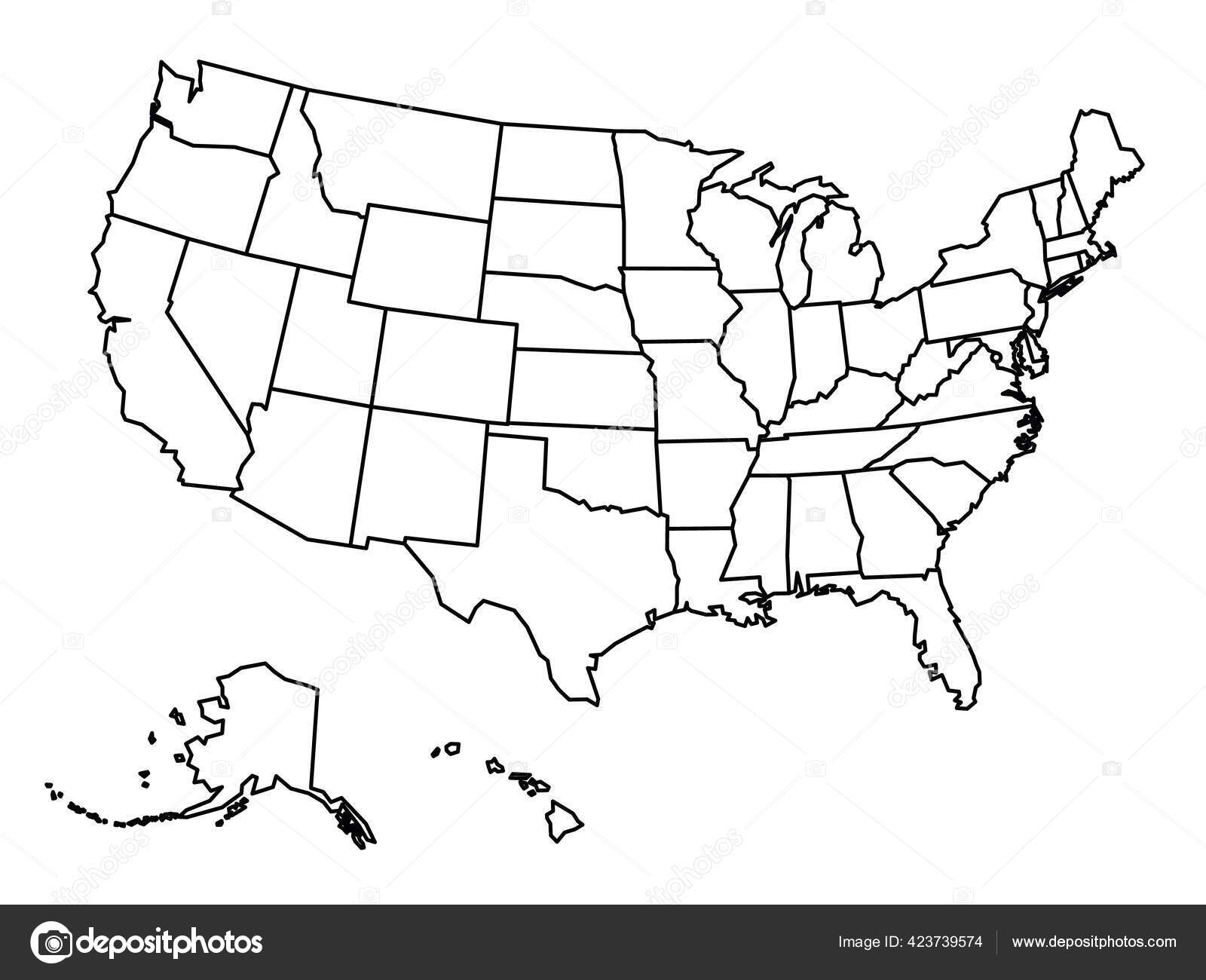 Leere Umrisskarte Der USA Stock Vektorbild Von pyty 423739574
