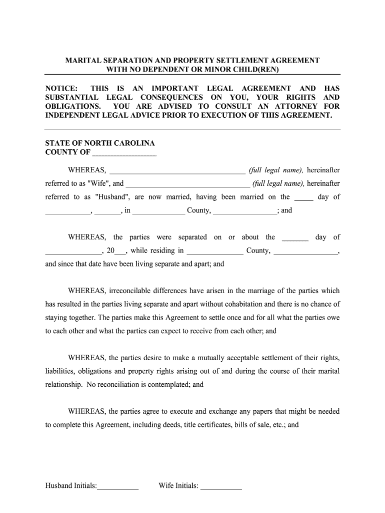 Legal Separation Forms North Carolina Pre built Template AirSlate 
