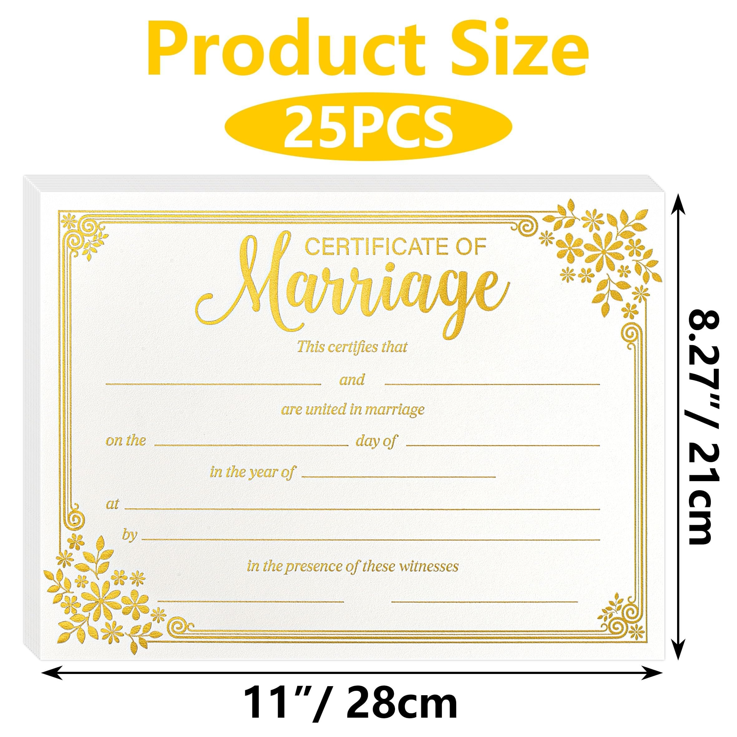 Lesnala Marriage Certificates With Gold Foil Edges Blank Wedding Certificates Paper Wedding Ceremony Official Newlyweds Expecting Marriage Proposals 