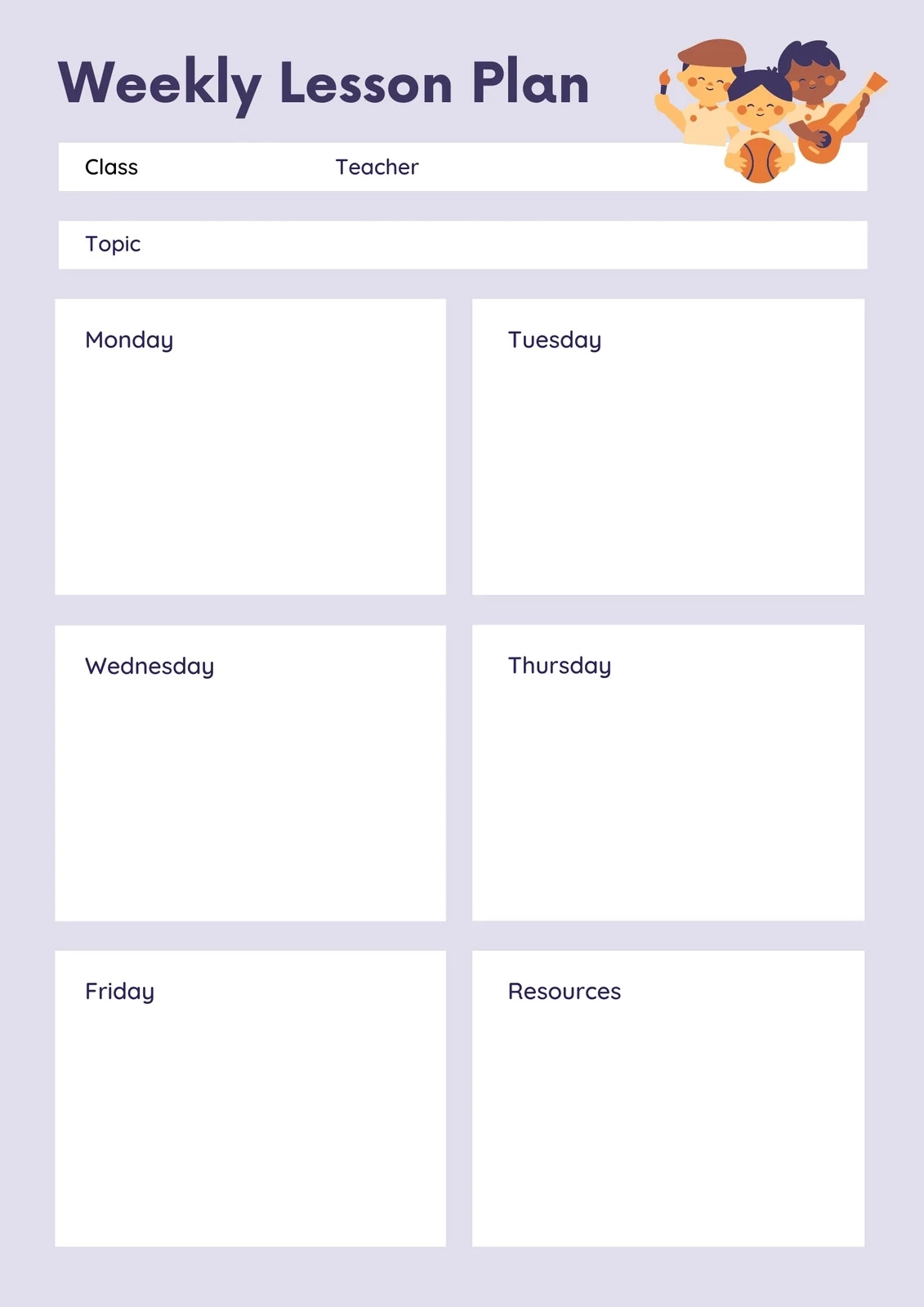 Free Blank Printable Lesson Plans