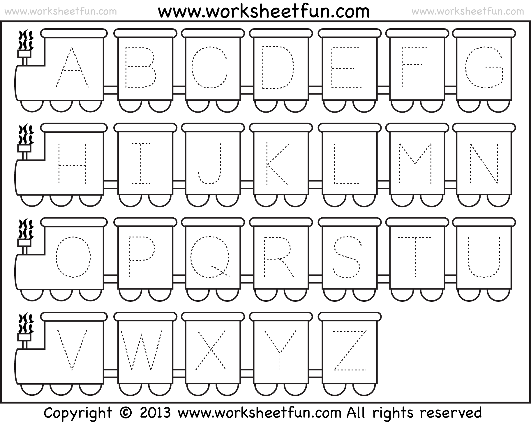 Letter Tracing Worksheet Train Theme FREE Printable Worksheets 