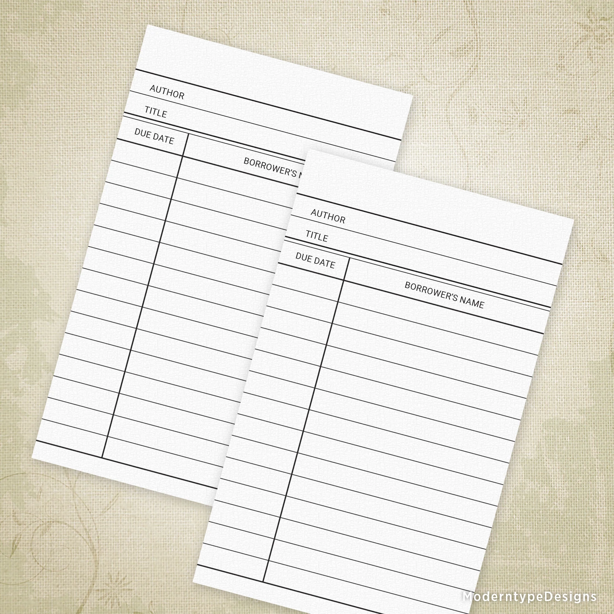 Library Card Printable Template Blank