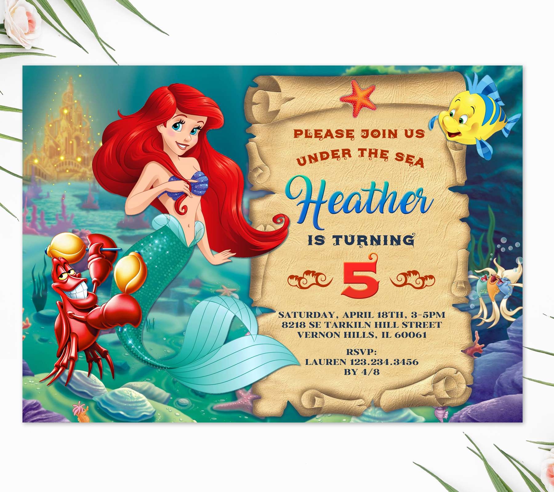 Printable Blank Little Mermaid Invitation